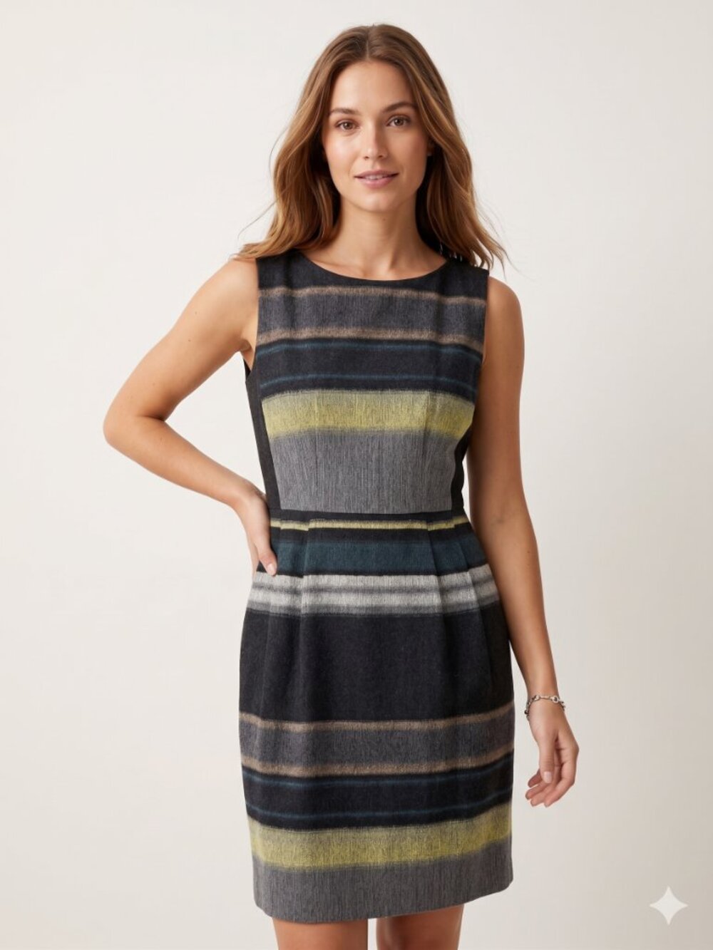 BOSS Hugo Boss Dicoris Striped Wool Blend Sleeveless Sheath Dress - Size 4